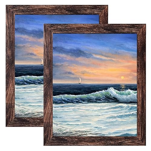 LUCKYLIFE 8x10 Picture Frame Brown for Wall Mounting or Tabletop Display, 2 Pack - Brown - 8x10