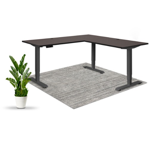 Executive Standing Corner Desk - L Shaped - Large 71" × 71" / Black / Oak Black