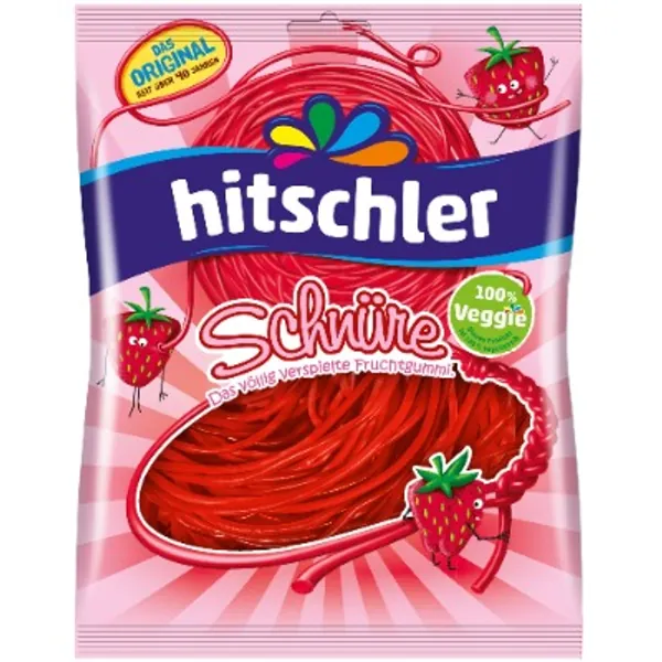 Hitschler Erdbeer Frucht Gummi Schnüre 125 g, 1er Pack (1 x 0.125 kg)