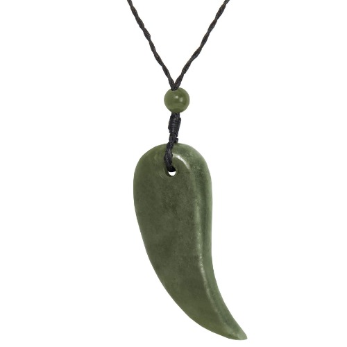 81stgeneration Women's Men's Nephrite Jade Maori Drop Tiger's Claw Tooth Tribal Pendant Necklace