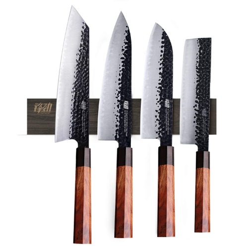 FINDKING Ash Wood Magnetic Knife Strip, Magnet Utensil Holder for Wall, Refrigerator, Wooden Rack for Kitchen Knives, No Drill (Deep Grey,12 inch, Without Knives) - Grey 30CM