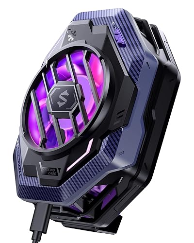 Cell Phone Cooler Black Shark Fun Cooler 3Pro, Cellphone Radiator with Sleep Timer/Fan Speed Settings for 2.63-3.46 inches iOS/Android Semiconductor Heatsink Cooling (Purple) - FunCooler 3 Pro