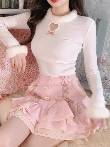 Dollette Skirt & Turtleneck Outfit - White Turtleneck / L