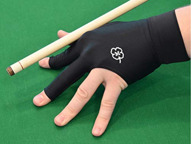 McDermott Pool/Billiard Glove, Left or Right Hand - Black w/Clover Logo - 0.25 Pounds