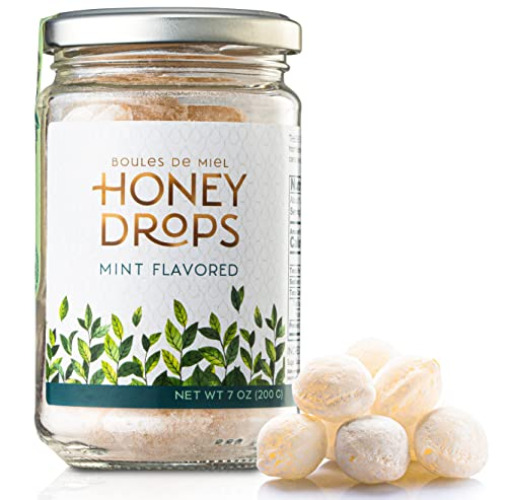 Gourmanity Honey Drops Mint Candy 7oz Jar | Gourmet European Candy | Mint Flavor Honeycomb Candy | Honey-filled Hard Candy | Delicious, Soothing, Mint Infused Honey Candy [7oz/200gr] - Mint 1 Pack