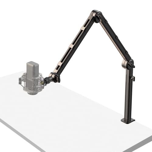 ULANZI LS24 Mic Arm for Blue Yeti, Aluminum QuadCast Boom Arm Microphone Stand Desk, Heavy Duty Microphone Arm for Podcast/Streaming/Gaming with Cable Management, 1/4" 3/8" 5/8" for Most Mics - LS24