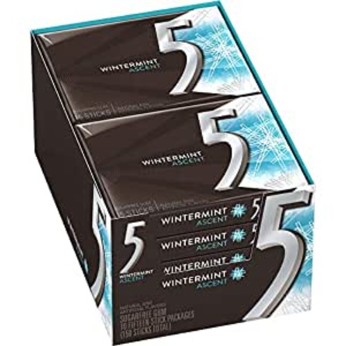 5 Gum Winter-Mint Ascent Sugar-Free Gum, 15 Count (Pack of 10) - Winter-Mint