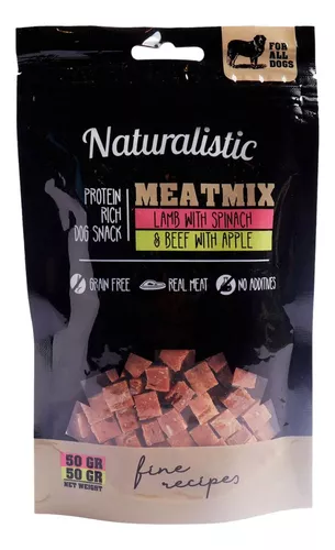 Snack Para Perros Cordero Y Carne De Res Naturalistic-100 Gr