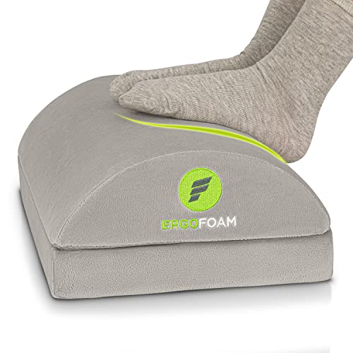 ErgoFoam Foot Rest for Under Desk at Work - Chiropractor Endorsed 2in1 Adjustable Premium Under Desk Footrest - Ergonomic Desk Foot Rest with High-Density Compression-Resistant Velvet Soft Foam (Grey) - Grey - Velvet