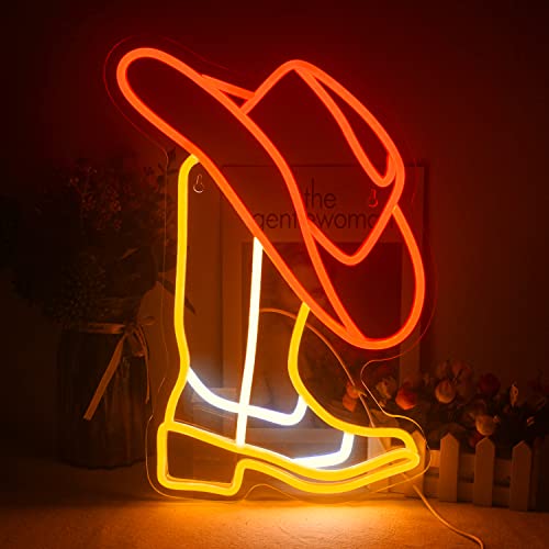 QYX April Neon Signs for Wall Decor - Cowboy Boots