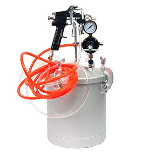 2 1/2 Gallon 10L High Pressure Pot Air Paint Spray Gun, Pressure Tank with Spray Gun and 13-Feet Dual Hose Industrial Painting Painter