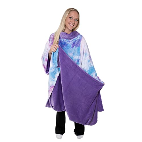 Snuggie Reversible - The Original As Seen on TV Wearable Blanket That Has Sleeves - Cozy, Warm and Soft Velveteen - Oversized Functional Blanket with Pockets, Adult Size, Tie Dye/Purple - Tie Dye/Purple