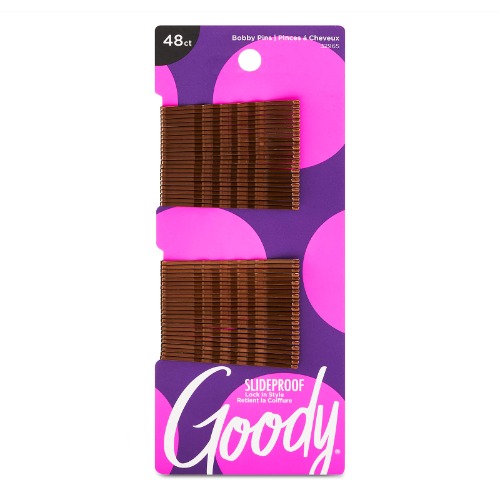Goody Slideproof Womens Bobby Pin - 48 Count, Crimpled Brown - 2 Inch Pins Help Keep Hairs In Place - Hair Accessories to Style With Ease and Keep Your Hair Secured - For All Hair Types - Pain Free - Brown 48 Ct