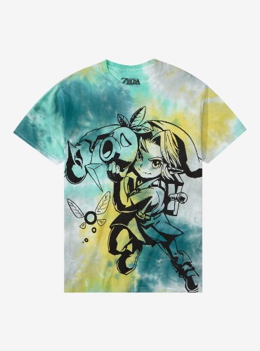 The Legend Of Zelda Link Jumbo Graphic Tie-Dye Boyfriend Fit Girls T-Shirt