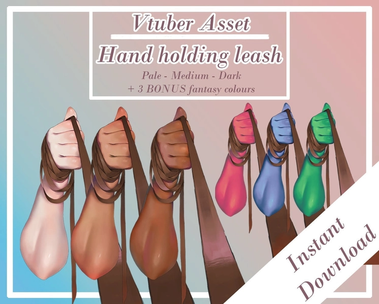 Vtuber Leash Asset - Pale - Medium - Dark | +3 BONUS Fantasy Colours | 2D | PNG | Gaming