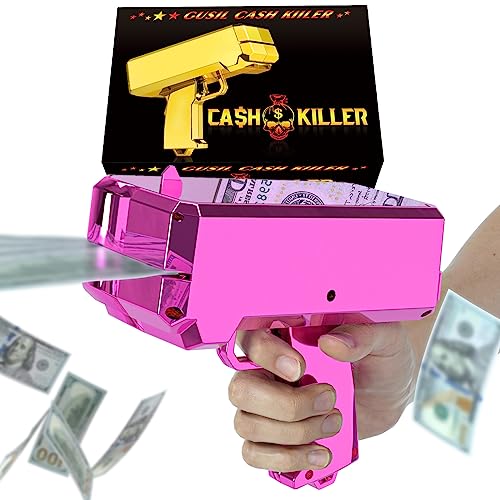 Money Gun Shooter—Gusil Cash Cannon Bills Gun Make It Rain Toy Gun,Handheld Spary Cash Gun for Game Movies Party Supplies - Pink