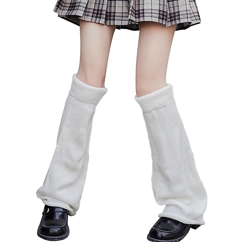 American Trends Leg Warmers Y2k Kawaii Black White Cute Leg Warmers Y2k Goth accessories for Women Girls 80s Party Sports - One Size - A Pure White