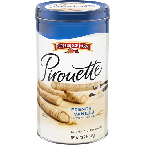 Pepperidge Farm Pirouette Cookies, French Vanilla Flavored Crème Filled Wafers, 13.5 Oz Tin - French Vanilla Flavored - 13.5 Ounce (Pack of 1)