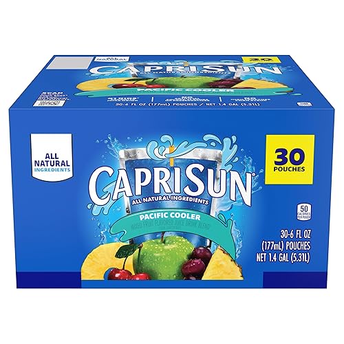 Capri Sun Pacific Cooler Mixed Fruit Flavored Juice Drink Blend, 30 ct Box, 6 fl oz Pouches - 6 Fl Oz (Pack of 30)