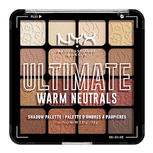 NYX PROFESSIONAL MAKEUP, Ultimate Shadow Palette, Eyeshadow Palette - Warm Neutrals - Warm Neutrals - 1 Ounce (Pack of 1)