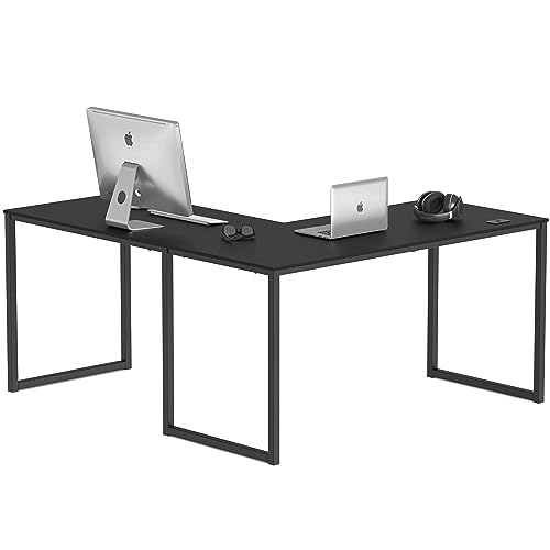 SHW Home Office 55"x60" Large L Shaped Corner Desk, Black - 55-Inch L-Shaped - Black