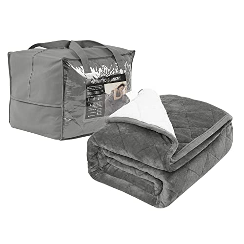 WOLTU Couverture Lestée Adulte Enfant, Couverture Pondérée 7kg 150x200 cm, Couverture Lourde pour Dormir, Couverture Double Face en Flanelle et en Polaire Sherpa, Gris - 150x200 cm 7kg - Gris