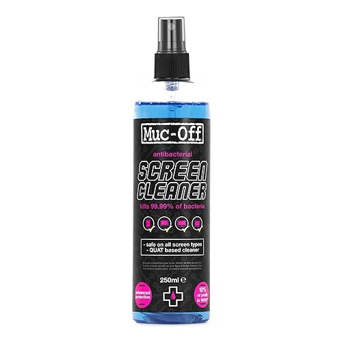 Muc-Off Screen Cleaner, 250ml - Screen Cleaner Spray for Phone, Laptop, Computer Monitor, Tablet - Antibacterial Device Cleaner for Electronics - 250 ml (Pack of 1)