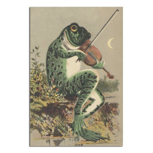 Cartoon Anime Funny Animal Play The Violin Vintage Banjo Frog Poster Picture Canvas Wall Art Print Modern Home Room Decor 12x18inchs(30x45cm) - Play The Violin 12x18 inch-Unframed