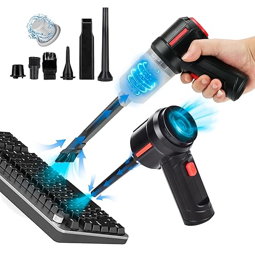 Meudeen Air Duster - Computer Vacuum Cleaner - for Keyboard Cleaning- Cordless Canned Air- Powerful - Energy-Efficient(Air-01) - Black