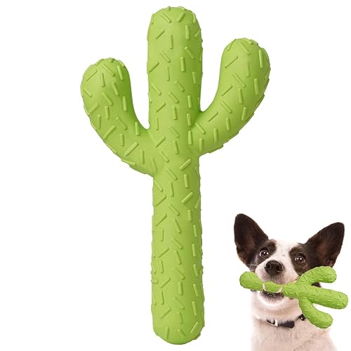 MewaJump Dog Chew Toys, Tough Rubber Dog Toys for Aggressive Chewers, Cactus Dog Toys for Training and Cleaning Teeth, Interactive Dog Toys for Medium/Large Dog - Green