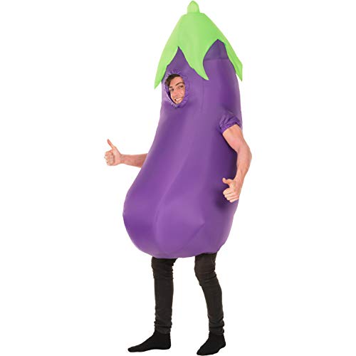 Morph Giant Eggplant Costume Adult, Inflatable Vegetable Costume, Inflatable Costumes for Adults, Blow Up Eggplant Costume - Eggplant