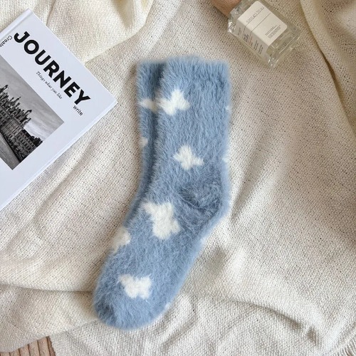 Cozy Colorful Fluffy Plush Tube Socks - 1pair-blue / One Size