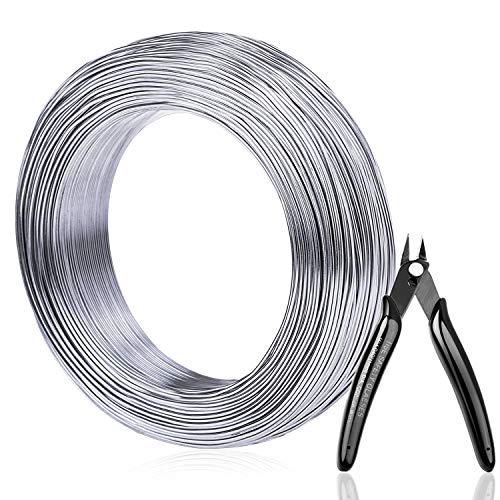 Aluminum Wire, Anezus 18 Gauge 328 FT Metal Wire Bendable Sculpting Aluminum Wire 1mm for Crafts Jewelry Making Beading Floral (Silver) - aluminum wire with cutter(18 gauge)