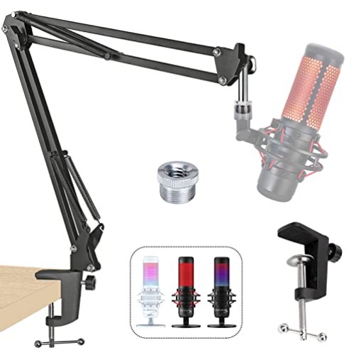 SUNMON QuadCast Boom Arm Mic Stand, Adjustable Microphone Suspension Boom Scissor Arm Stand for HyperX QuadCast, QuadCast S – RGB USB Condenser Microphone - Mic Stand