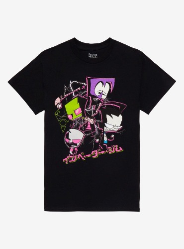 Invader Zim Neon Group Boyfriend Fit Girls T-Shirt