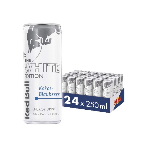Red Bull Energy Drink, Kokos Blaubeere, White Edition, 24 x 250 ml, Dosen Getränke 24er Palette, OHNE PFAND - Kokos-Heidelbeere 250 ml (24er Pack)