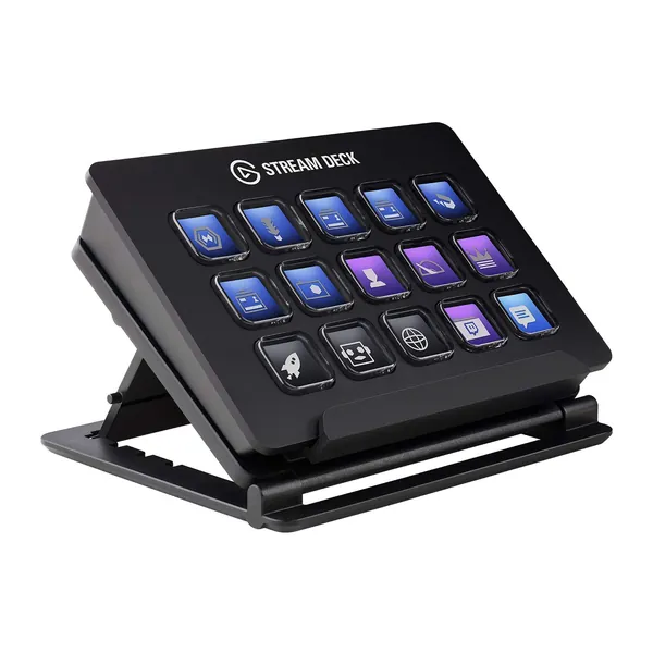 Elgato Stream Deck Live Content Creation Controller (mit personaliserbaren LCD-Tasten, einstellbaren Ständer, für Windows 10 und macOS 10.13), Schwarz - 15 Tasten Gerät
