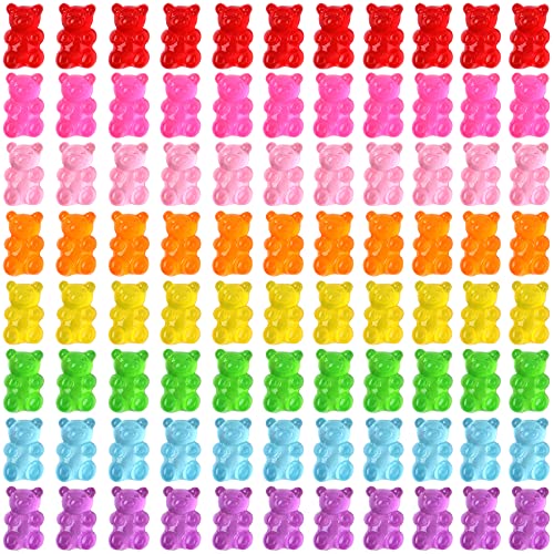 SANNIX 120 Pcs Nail Charms Kawaii Nail Charms for Nail Art Decoration Gummy Bear Charms Resin Charms for Nail Decoration (8 Colors)