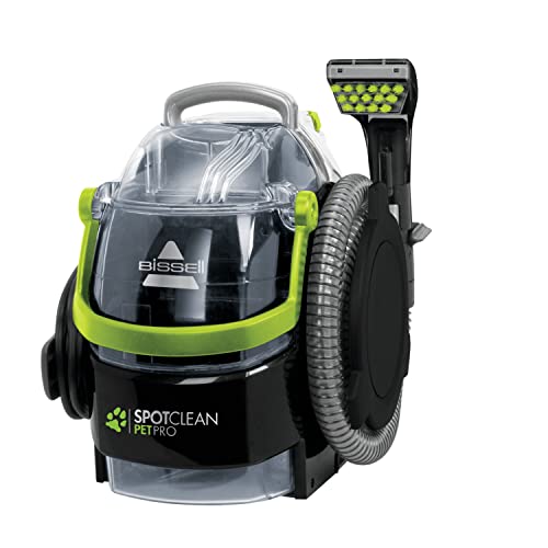 BISSELL SpotClean Pet Pro | Limpiador de Manchas de Mascotas | Ideal para Escaleras, Tapicería, Autos y Alfombras | Accesorios Incluidos | Potente Motor 750W | 84dB | Negro/Transparente/Azul | 15585