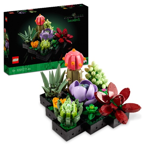 LEGO 10309 Icons Sukkulenten, Botanical Collection Set für Erwachsene zum Basteln, Zimmerdeko mit 9 künstlichen Mini-Pflanzen, Home Deko mit Blumen, Geschenk für Sie & Ihn - Single