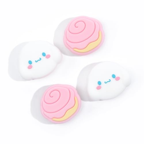 WISHAVEN Cute Pocket Monsters Joycon Thumb Grip Caps Compatible with Nintendo Switch, Soft Silicone Joystick Cover for Nintendo Switch/OLED/Lite Controller, 4PCS (Cupcakes & Cinnamon Roll Dog) - Cupcakes & Cinnamon Roll Dog