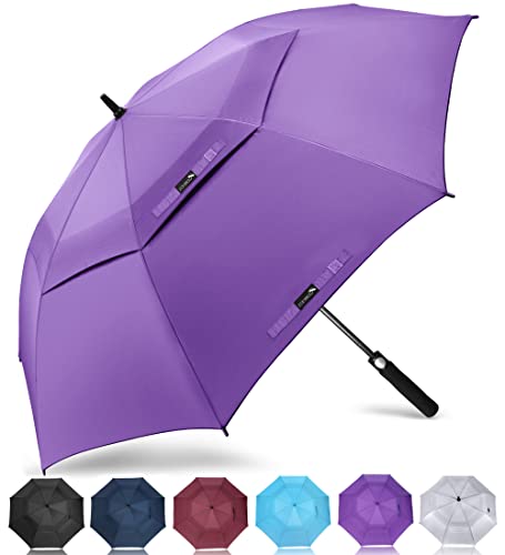 ZOMAKE Golf Umbrella 54/62/68 Inch, Large Windproof Umbrellas Automatic Open Oversize Rain Umbrella with Double Canopy for Men - Vented Stick Umbrellas - Purple - 62 Inch