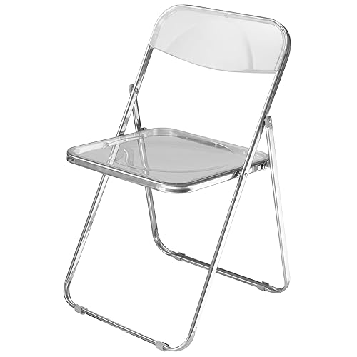 Urban Lifestyle Transparent Acrylic Modern Folding Chair with Chrome Frame, Clear - Clear