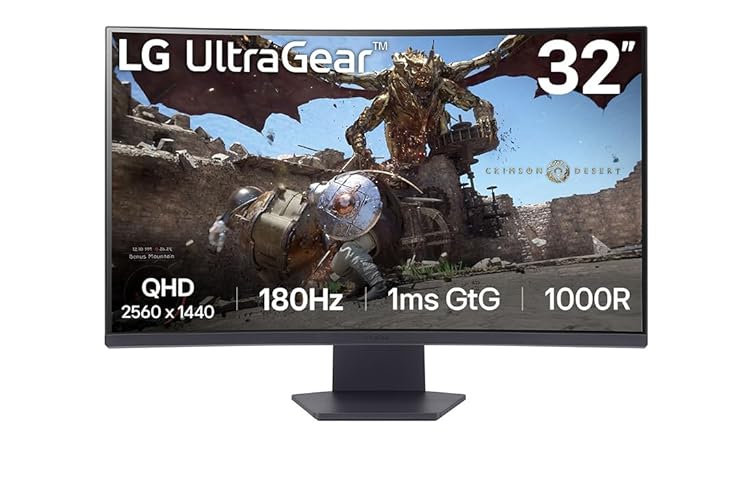 LG Ultragear™ 32GS60QC-B.AEU Ecran PC Gaming 32" - Dalle VA résolution QHD (2560x1440), 1ms 180Hz, HDR 10, sRGB99% (CIE1931), AMD FreeSync, inclinable, DisplayPort 1.4, HDMI 2.0 (2) - QHD (2560x1440) - 32" - Dalle VA - 1ms GtG 180Hz