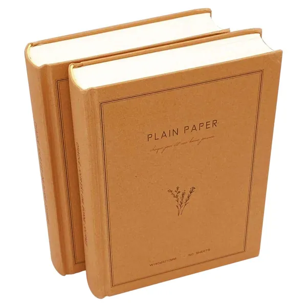 A5 Sketch Book, 2 Pack Kraft Hardcover Notebook 5.5x8.25, 160 Sheets, 100g Blank Paper Acid-Free (Plant A) - Plant A