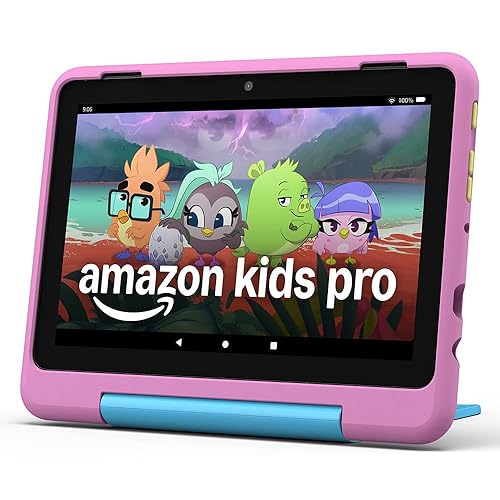 Amazon Fire HD 8 Kids Pro tablet (newest gen), ages 6–12 | 3 GB memory, includes ads-free books, games and videos that children love, 8" HD screen, parental controls, 13-hr battery, 32 GB - Jungle Cat - Fire HD 8 Kids Pro