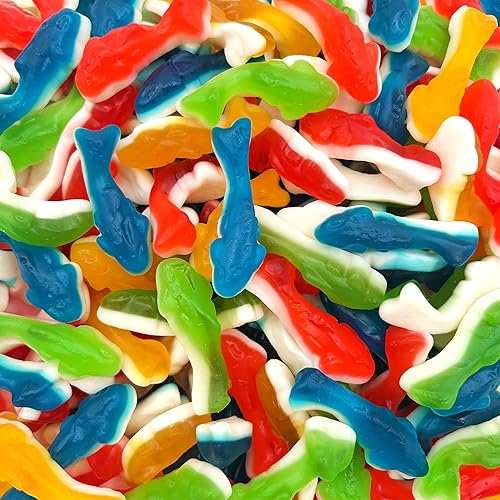 Gummy Sharks Candy | 1-Pound Bag | Assorted Flavors - Blue Raspberry, Lemon, Lime, Cherry - Fruit - 1 Pound (Pack of 1)