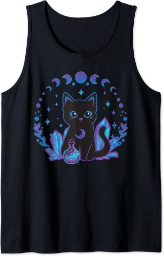 Cute Witchy Black Cat Crystal Alchemy Kawaii Pastel Goth Tank Top