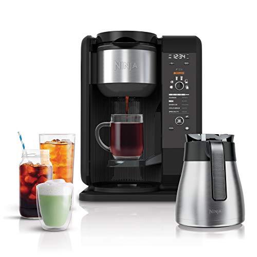 Ninja CP307 Hot and Cold Brewed System, Tea & Coffee Maker, with Auto-iQ, 6 Sizes, 5 Styles, 5 Tea Settings, 50 oz Thermal Carafe, Frother, Coffee & Tea Baskets, Dishwasher Safe Parts, Black - Thermal Carafe