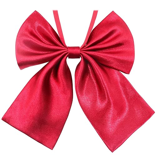 Mantieqingway School Uniforms Pre Tied Bow Ties for Girls Women, Adjustable Bowties for Party, Graduation, Shirt Accessory - Red